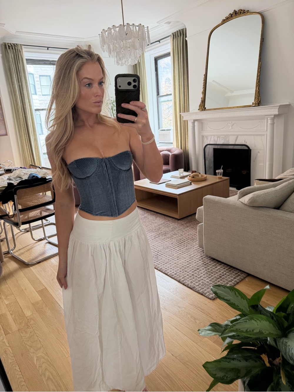 Urban Outfitters Velour Blue Strapless Corset Top